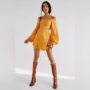 Free People Orange Yellow Floral Dress
